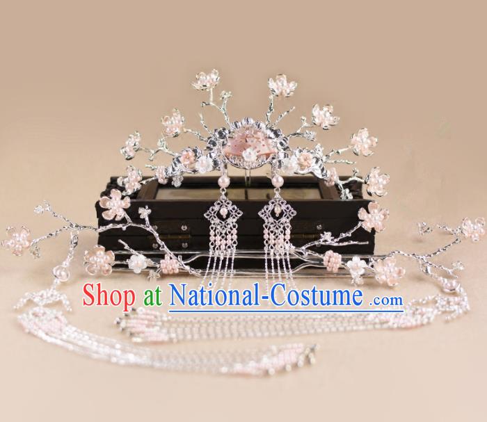 Chinese Handmade Palace Plum Blossom Hair Crown Hairpins Ancient Princess Hanfu Hair Accessories Headwear for Women