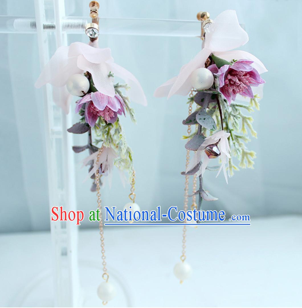 Romantic Princess Handmade Flower Crown and Earrings Set