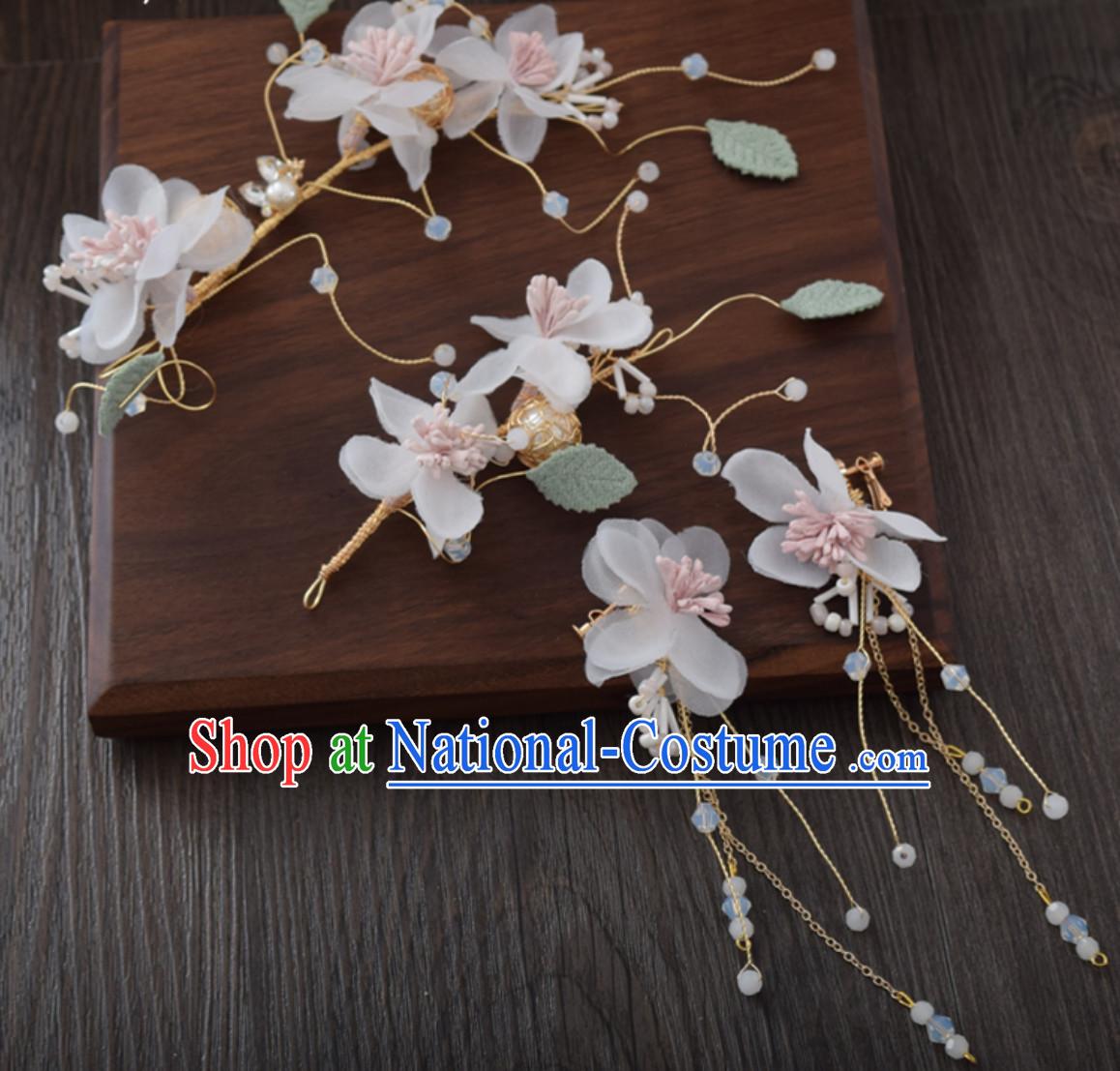 Clasical Handmade Flower Head Wear Garland Hair Jewelry and Earrings for Women