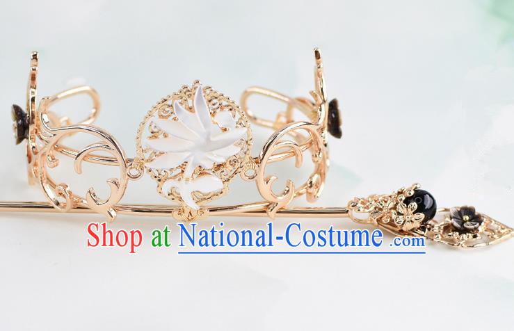 Chinese Traditional Swordsman Hair Accessories Ancient Prince Lotus Hairdo Crown for Men