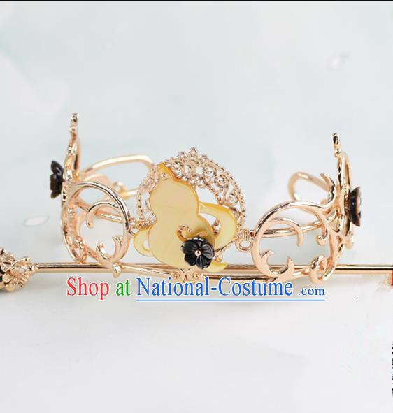 Chinese Traditional Swordsman Hair Accessories Ancient Prince Calabash Hairdo Crown for Men