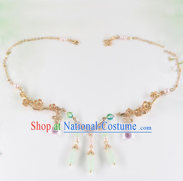 Chinese Handmade Palace Jade Eyebrows Pendant Hairpins Ancient Princess Hanfu Hair Accessories Headwear for Women