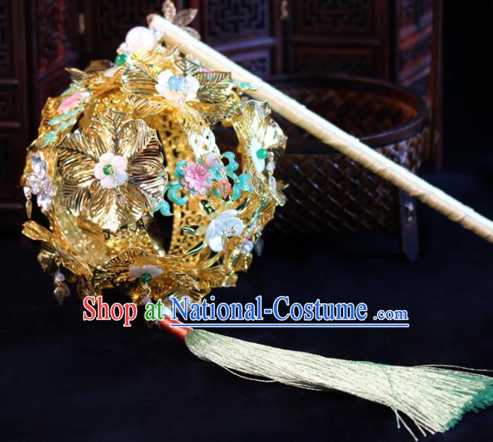 Chinese Traditional Wedding Prop Accessories Ancient Bride Princess Golden Lantern for Women