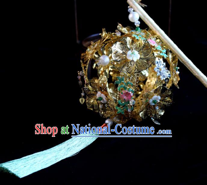 Chinese Traditional Wedding Prop Accessories Ancient Bride Princess Golden Lantern for Women