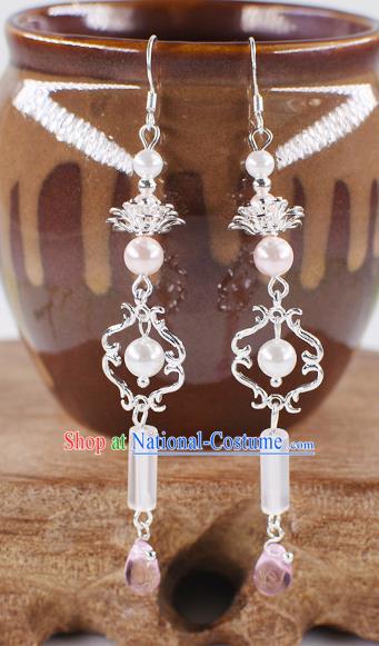 Handmade Chinese Classical Aventurine Earrings Ancient Palace Hanfu Ear Accessories for Women