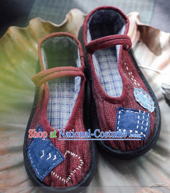 Chinese Cloth Shoes Traditional Red Linen Shoes National Hanfu Shoes for Women