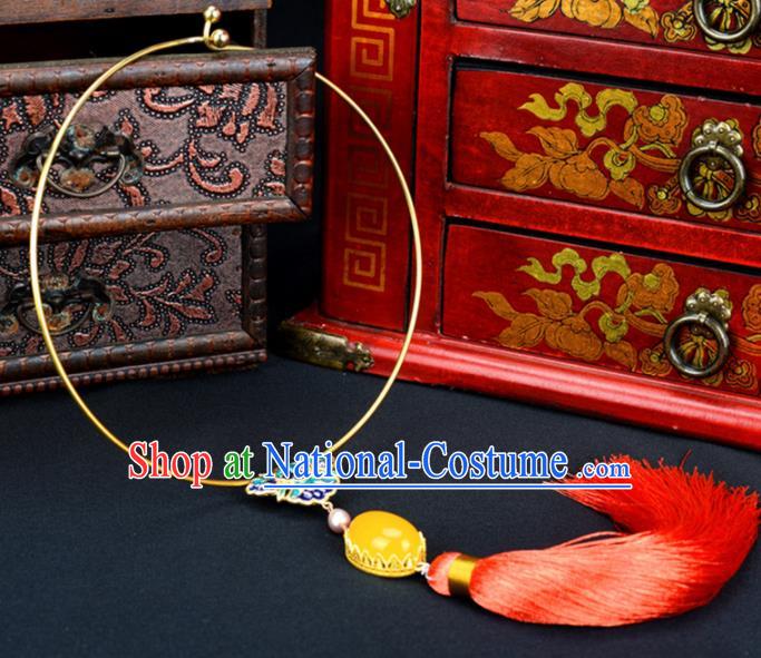 Handmade Chinese Classical Blueing Butterfly Necklace Ancient Palace Hanfu Necklet Accessories for Women