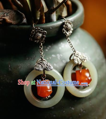 Handmade Chinese Classical Jade Earrings Ancient Palace Hanfu Ear Accessories for Women