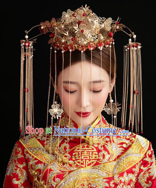 Chinese Handmade Palace Queen Phoenix Coronet Hairpins Ancient Hair Accessories Headwear for Women