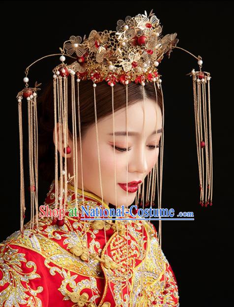 Chinese Handmade Palace Queen Phoenix Coronet Hairpins Ancient Hair Accessories Headwear for Women