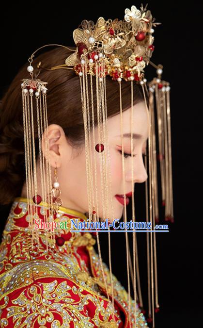 Chinese Handmade Palace Queen Phoenix Coronet Hairpins Ancient Hair Accessories Headwear for Women