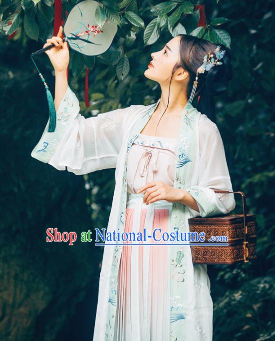 Chinese Traditional Song Dynasty Rich Lady Historical Costume Ancient Peri Embroidered Hanfu Dress for Women