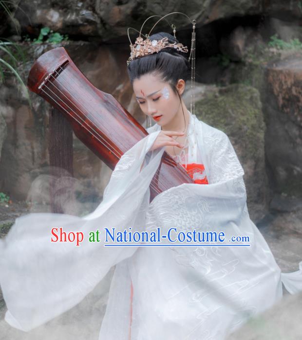 Chinese Traditional Tang Dynasty Imperial Consort Historical Costume Ancient Peri Embroidered Hanfu Dress for Women