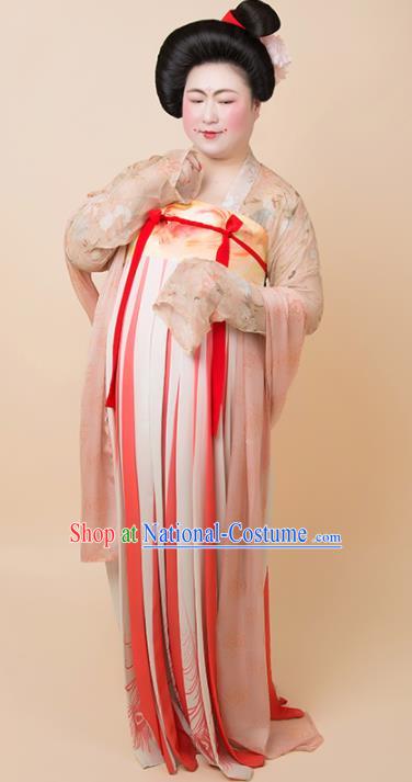 Chinese Traditional Tang Dynasty Court Large Size Historical Costume Ancient Imperial Consort Hanfu Dress for Women