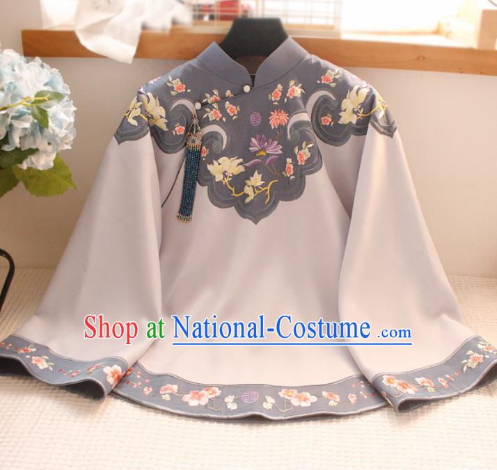 Chinese National Classical Embroidered Blouse Traditional Tang Suit Upper Outer Garment for Women