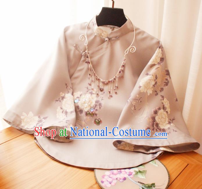 Chinese National Classical Purple Blouse Traditional Tang Suit Upper Outer Garment for Women