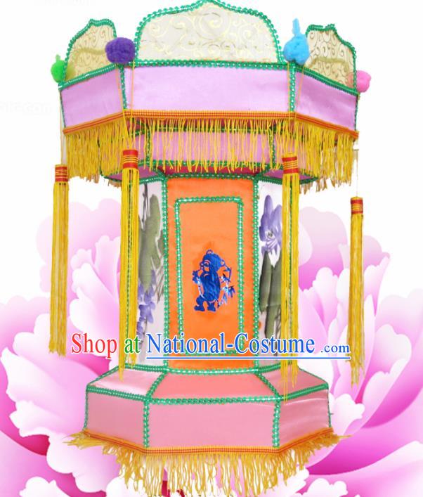 Handmade Chinese Painting Pink Palace Lanterns Traditional Lantern Ancient Ceiling Lamp