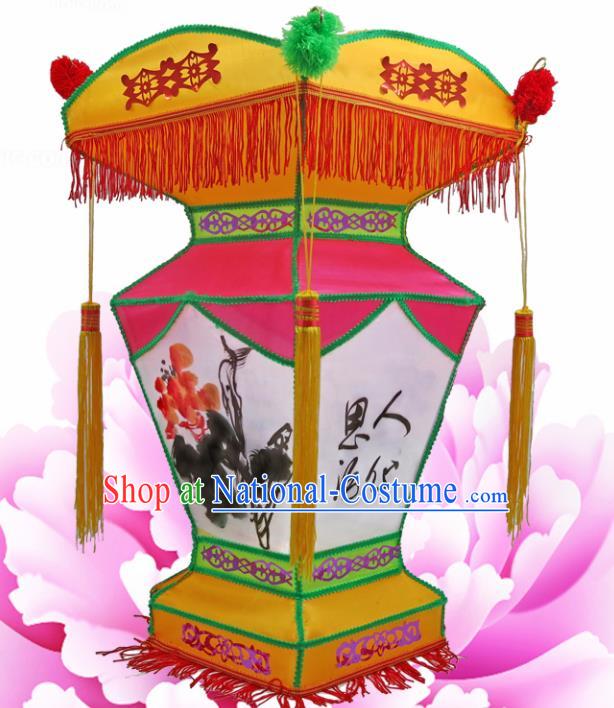 Handmade Chinese Ink Painting Palace Lanterns Traditional New Year Lantern Ancient Ceiling Lamp