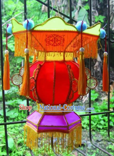 Chinese Handmade Yellow Tassel Palace Lanterns Traditional New Year Lantern Ancient Ceiling Lamp