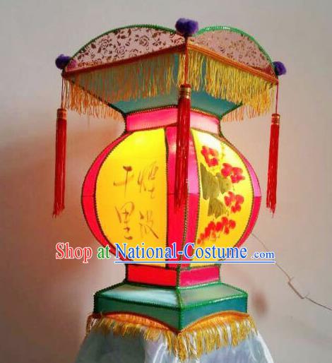 Chinese Handmade Palace Lanterns Ancient Traditional New Year Ink Painting Lantern Ceiling Lamp