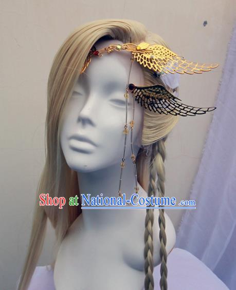 Chinese Traditional Cosplay Knight Prince Wig Ancient Swordsman Wig Sheath for Men