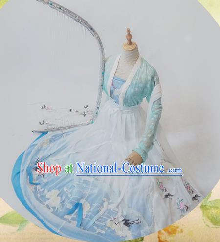 Chinese Traditional Cosplay Tang Dynasty Costume Ancient Princess Green Hanfu Dress for Women