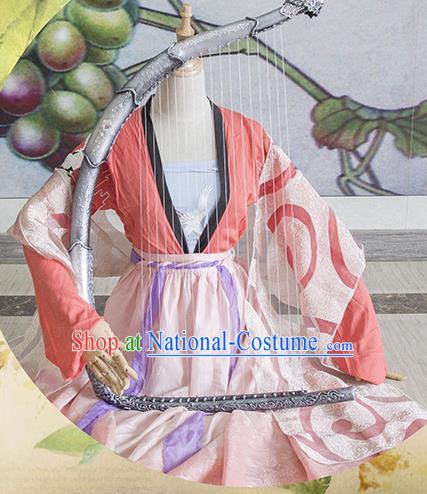 Chinese Traditional Cosplay Tang Dynasty Costume Ancient Peri Princess Hanfu Dress for Women