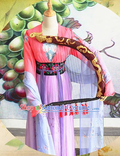 Chinese Traditional Cosplay Swordswoman Costume Ancient Tang Dynasty Court Maid Hanfu Dress for Women