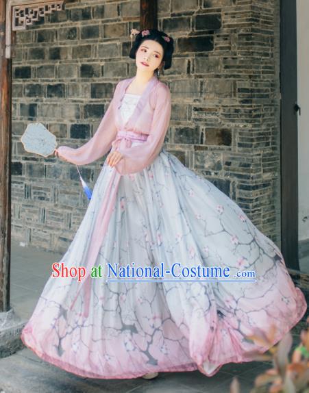 Chinese Ancient Peri Goddess Hanfu Dress Traditional Tang Dynasty Nobility Lady Costume for Women