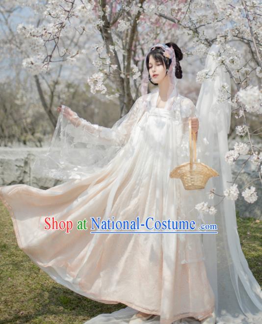 Chinese Ancient Myth Moon Peri Goddess Hanfu Dress Traditional Tang Dynasty Princess Costume for Women