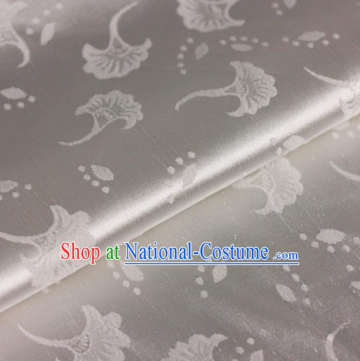 Chinese Traditional Satin Fabric Material Classical Dandelion Pattern Design White Brocade Cheongsam Silk Fabric