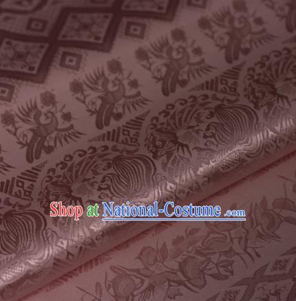 Chinese Traditional Satin Fabric Material Classical Phoenix Pattern Design Pink Brocade Cheongsam Silk Fabric