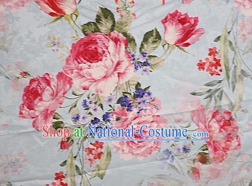 Chinese Traditional Fabric Classical Peony Pattern Design Brocade Cheongsam Satin Material Silk Fabric