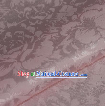 Chinese Traditional Cheongsam Fabric Classical Peony Pattern Design Pink Brocade Satin Material Silk Fabric