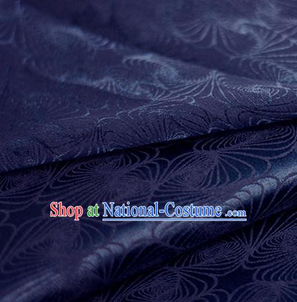 Chinese Traditional Cheongsam Fabric Classical Pattern Navy Brocade Satin Material Silk Fabric