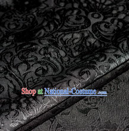 Chinese Traditional Cheongsam Fabric Classical Pattern Black Brocade Satin Material Silk Fabric