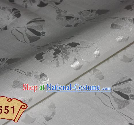 Chinese Traditional Pattern White Brocade Cheongsam Classical Fabric Satin Material Silk Fabric