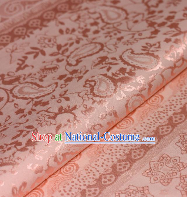 Chinese Traditional Hanfu Royal Linfa Pattern Pink Brocade Material Cheongsam Classical Fabric Satin Silk Fabric