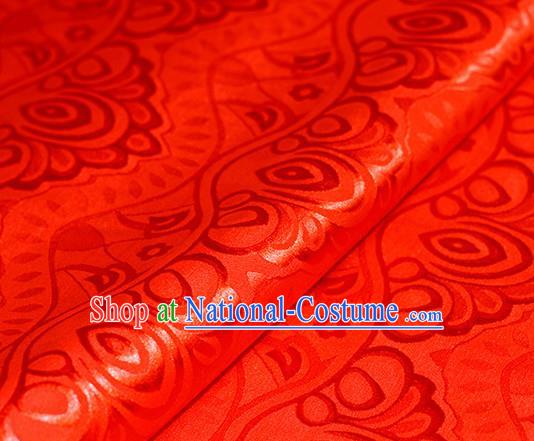 Chinese Traditional Hanfu Royal Pattern Red Brocade Material Cheongsam Classical Fabric Satin Silk Fabric