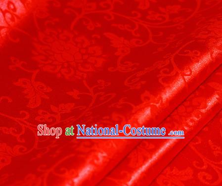 Chinese Traditional Hanfu Royal Rosette Pattern Red Brocade Material Cheongsam Classical Fabric Satin Silk Fabric