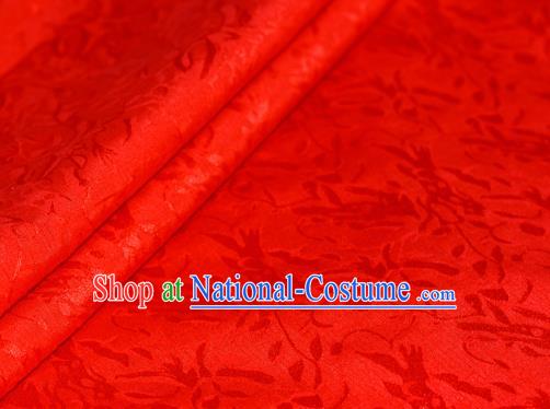 Chinese Traditional Hanfu Royal Acanthus Pattern Red Brocade Material Cheongsam Classical Fabric Satin Silk Fabric