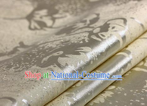 Chinese Traditional Hanfu Beige Brocade Material Cheongsam Classical Fabric Satin Silk Fabric