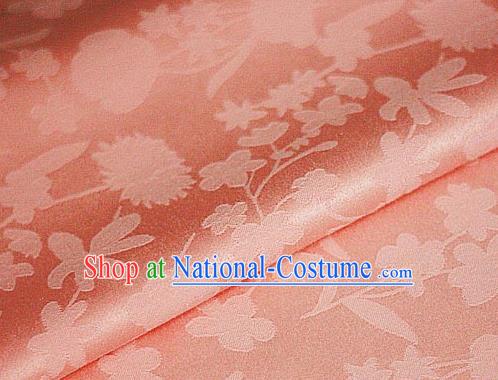 Chinese Traditional Hanfu Dandelion Pattern Orange Brocade Material Cheongsam Classical Fabric Satin Silk Fabric