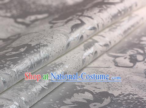 Chinese Traditional Hanfu White Brocade Material Cheongsam Classical Fabric Satin Silk Fabric