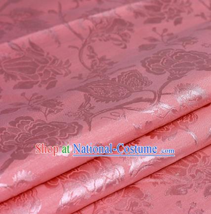 Chinese Traditional Carnation Pattern Hanfu Pink Brocade Material Cheongsam Classical Fabric Satin Silk Fabric