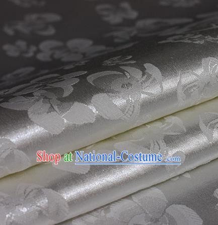 Chinese Traditional Pattern Hanfu White Brocade Material Cheongsam Classical Fabric Satin Silk Fabric