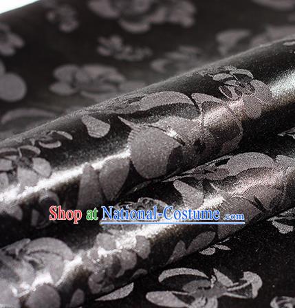 Chinese Traditional Pattern Hanfu Black Brocade Material Cheongsam Classical Fabric Satin Silk Fabric