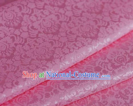 Chinese Traditional Hanfu Palace Pattern Pink Brocade Material Cheongsam Classical Fabric Satin Silk Fabric