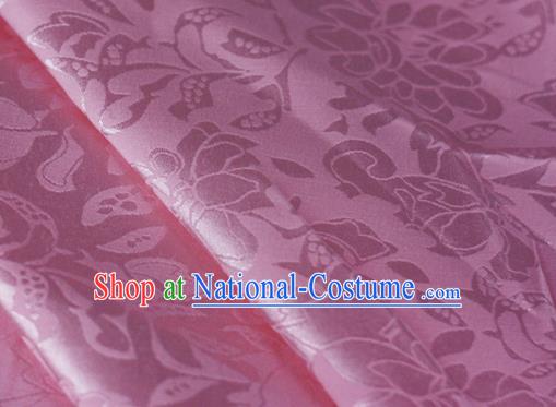 Chinese Traditional Hanfu Palace Peony Pattern Pink Brocade Material Cheongsam Classical Fabric Satin Silk Fabric