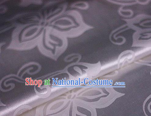 Chinese Traditional Bauhinia Pattern White Brocade Cheongsam Classical Fabric Satin Material Silk Fabric